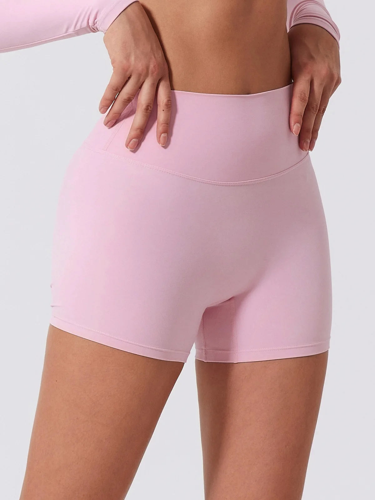 Sporty Solid U-Neck Crop Top and Shorts Two-Piece Set for Women