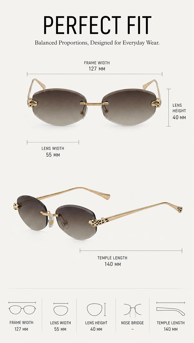 Gold Rimless Hexagon Sunglasses