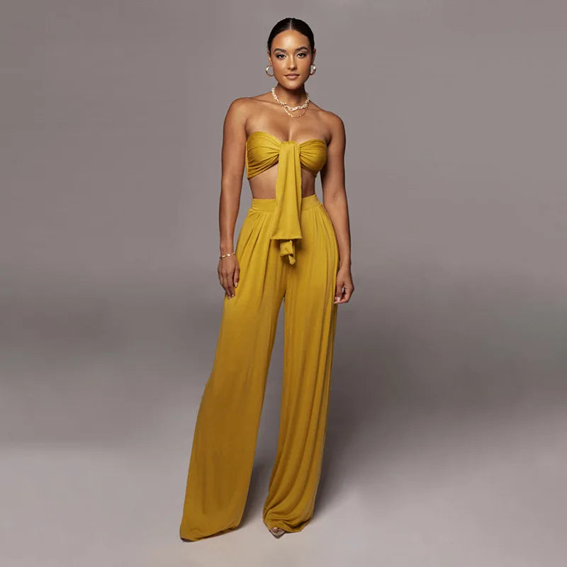 Elegant Solid Color Casual Two Piece Set for Women