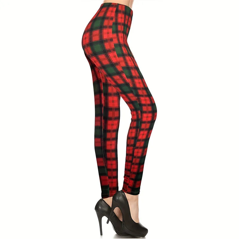 Women Christmas Pajama Pants Red Autumn Winter Plaid Printed Pants Fashion Casual Pencil Pants Clothing Streetwear American