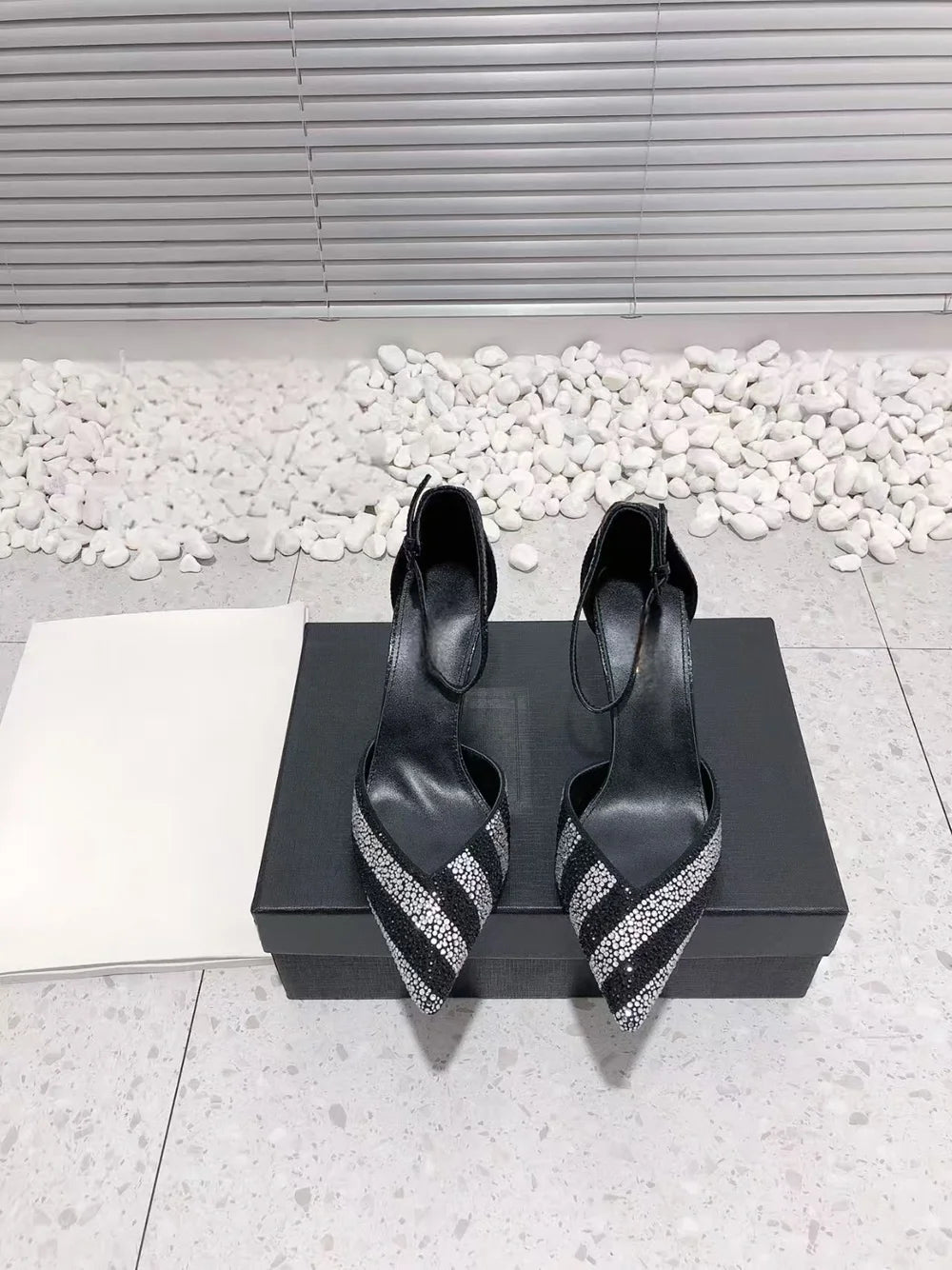 Crystal Embellished Rhinestone Pointed Toe Heeled Sandals for Women