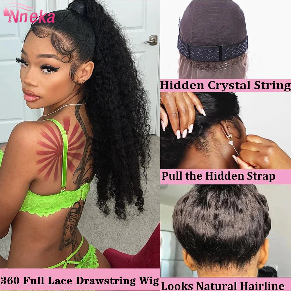 Deep Wave Glueless Human Hair Lace Front Wig for Women
