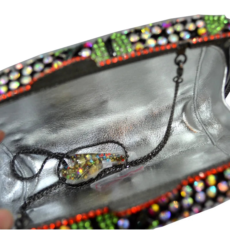 Elegant Rhinestone Flower Pattern Clutch Bag for Women