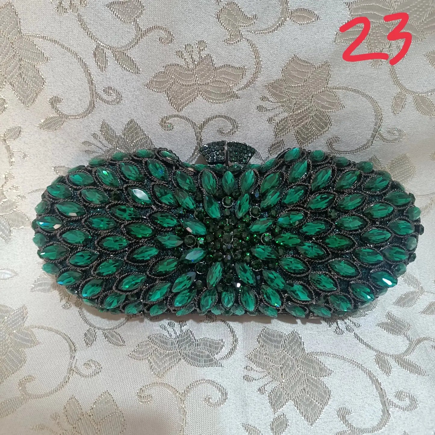 Elegant Jade Green Women Big Stones Evening Bags Crystal Metal Clutches Bags Green Wedding Party Minaudiere Purses and Handbags