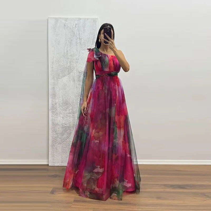 Casual Party Mesh Printed Lightweight A-Line Dress for Women