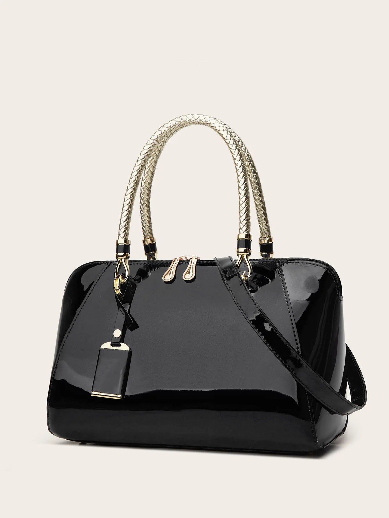 ABQP New Women's Handbag Luxury Brand Fashion Patent Leather Women's Shoulder Bag Large Capacity Boston Women's Bag High Quality
