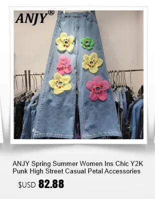 ANJY Summer New Women American Retro Streetwear Camouflage Three-dimensional Pocket Cargo Jeans Casual Trendy Denim Shorts A7672