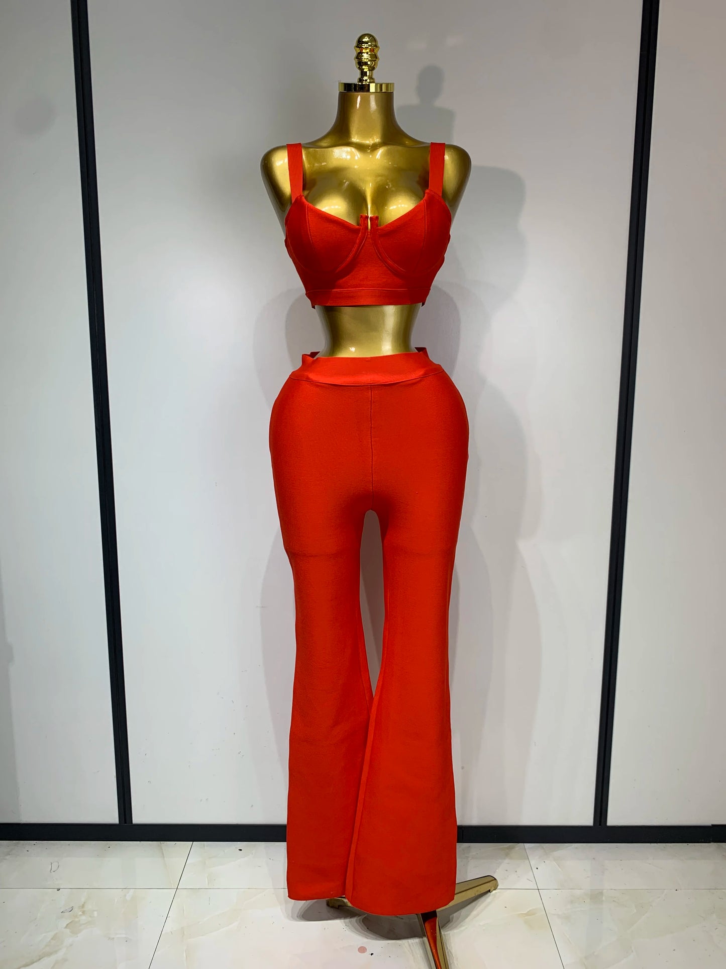 Women Sexy Bandage Crop Top Pant Set Evening Party Club Luxury Birthday High Street Fashion Elegant Luxury Birthday Outfit ﻿