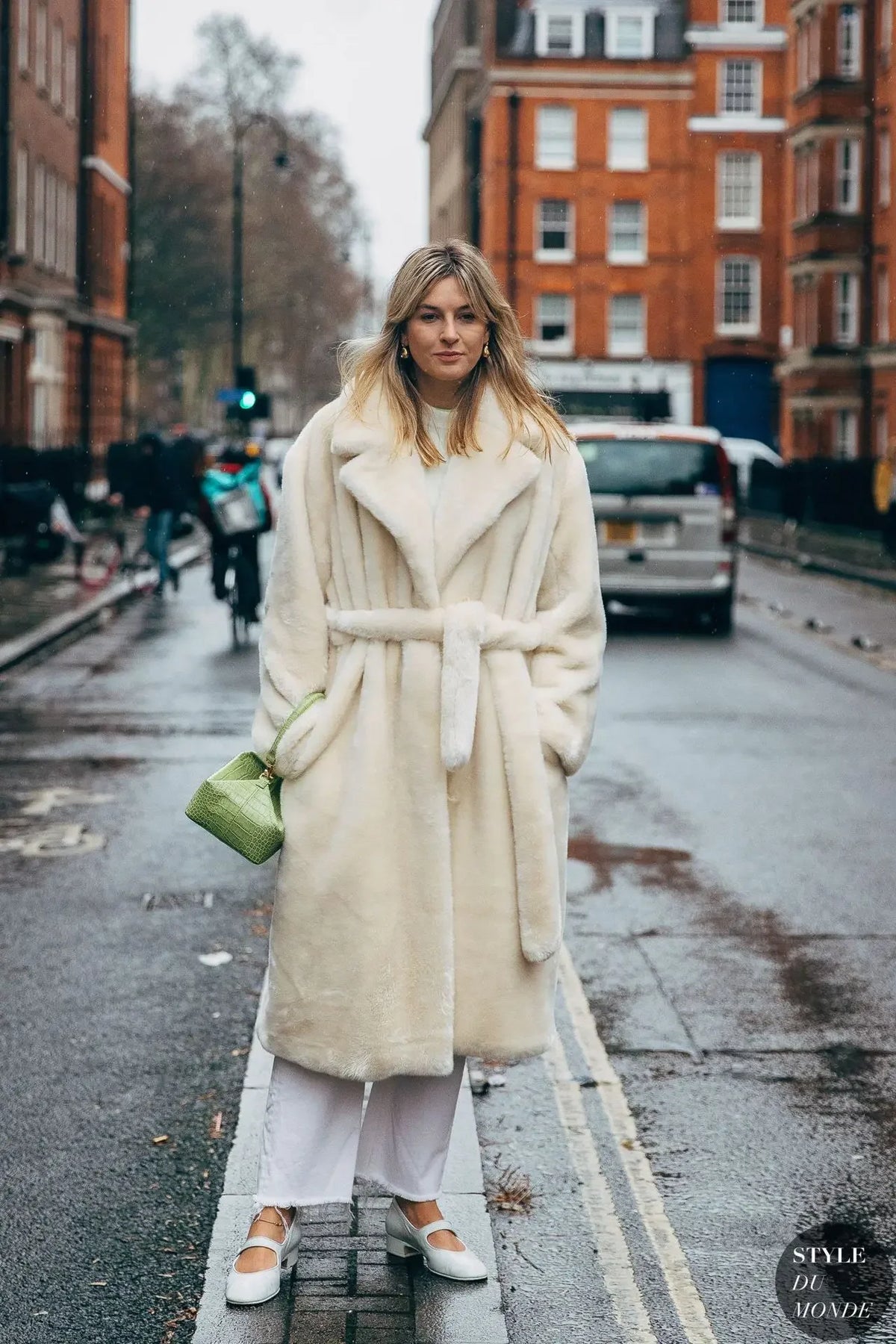 Long Belted Faux Fur Winter Coat