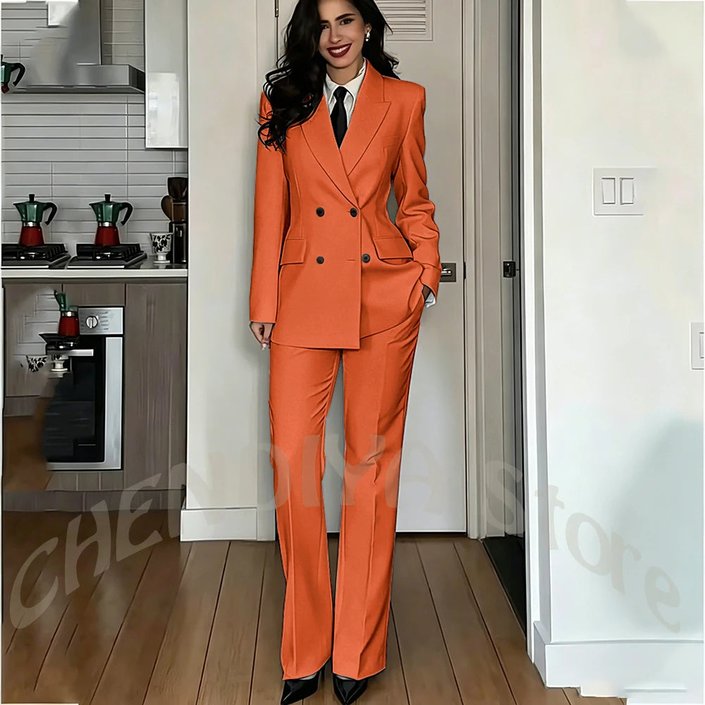 Modern Lady Pure White Suit Double Breasted Peak Lapel Casual Chic Women Suit Formal Dinner Party Business Office Outfit Costume