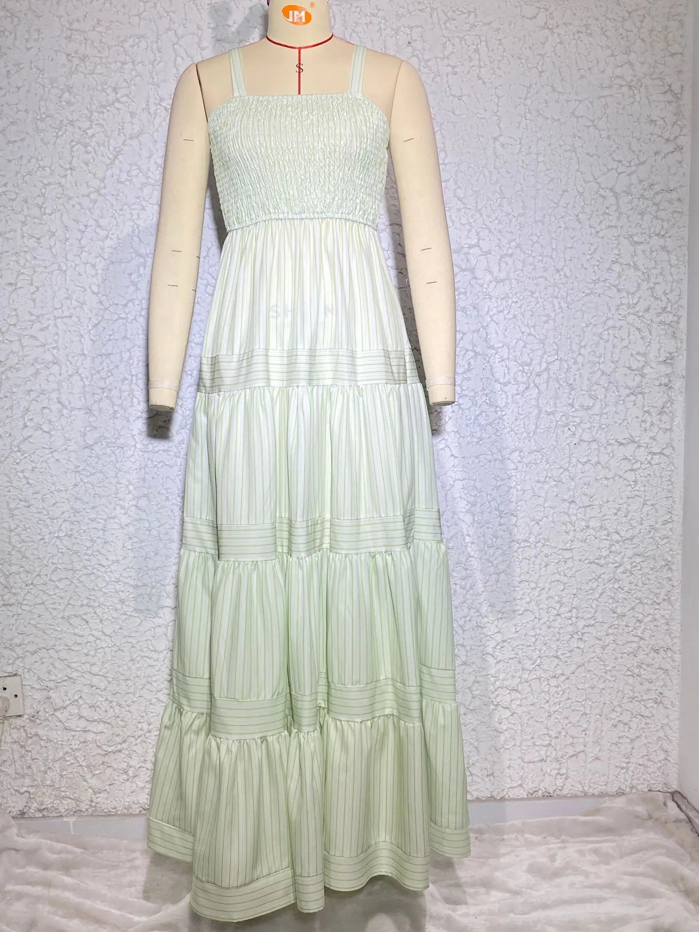 Elegant Striped Spaghetti Strap Maxi Dress for Women