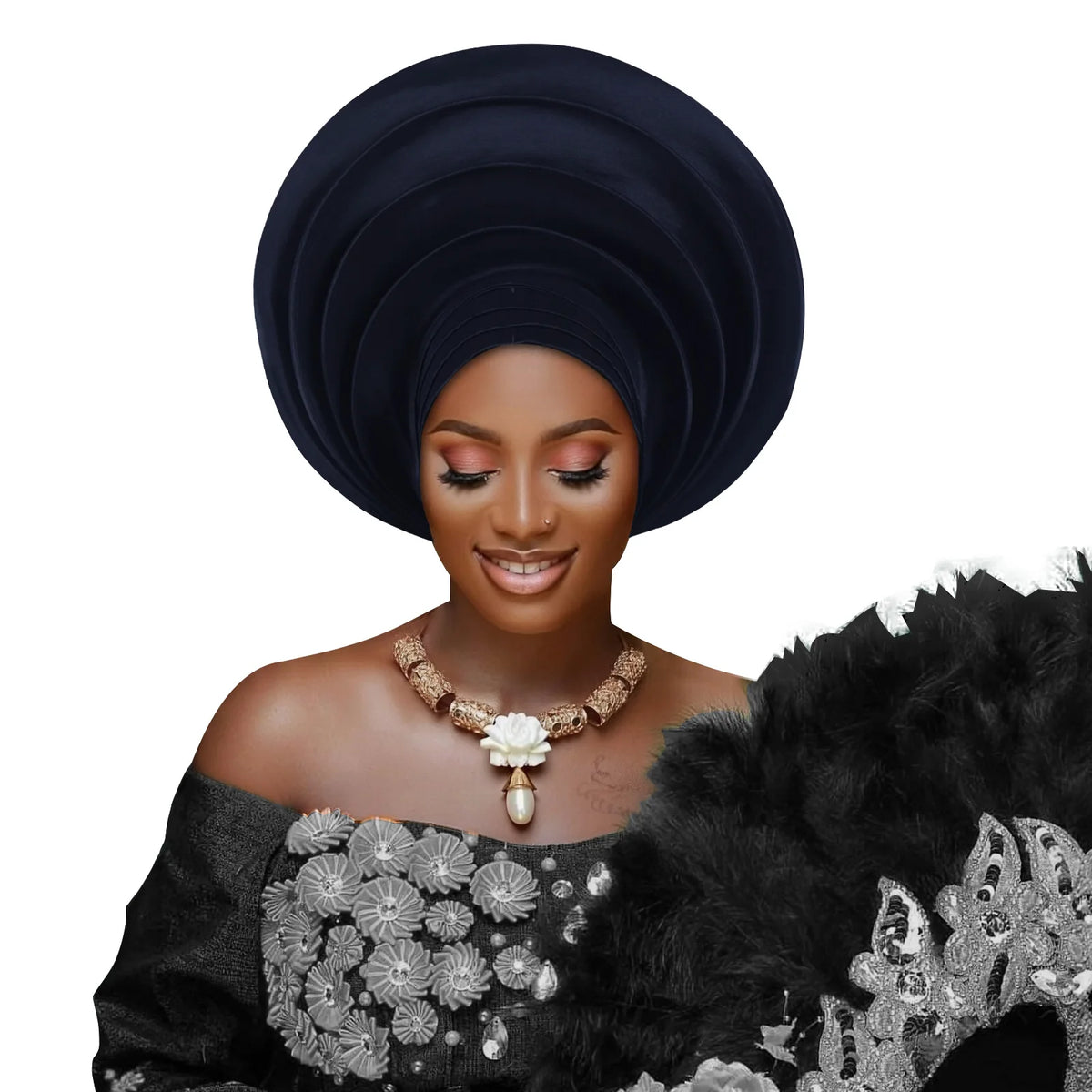 African Wedding Gele Turban Head Wrap Cap for Women