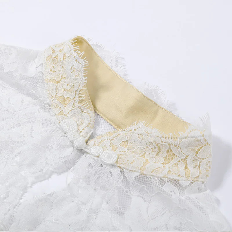 Elegant Lace Trim Two Piece Wide Leg Pant Set for Women