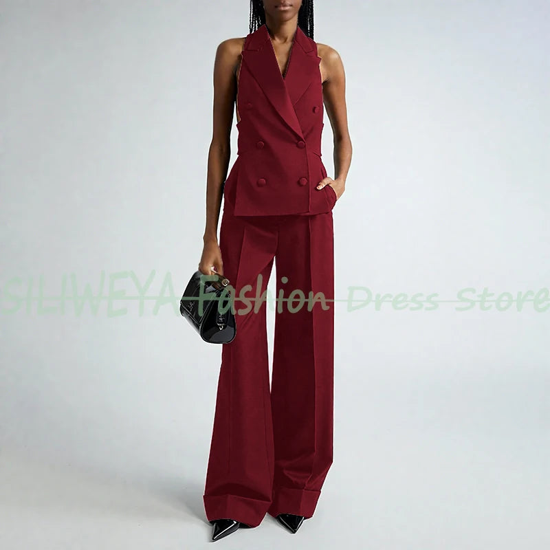 Double Breasted Vest And Pants Set