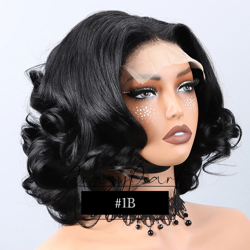 Human Hair Ombre Loose Wave Lace Closure Bob Wig for Women