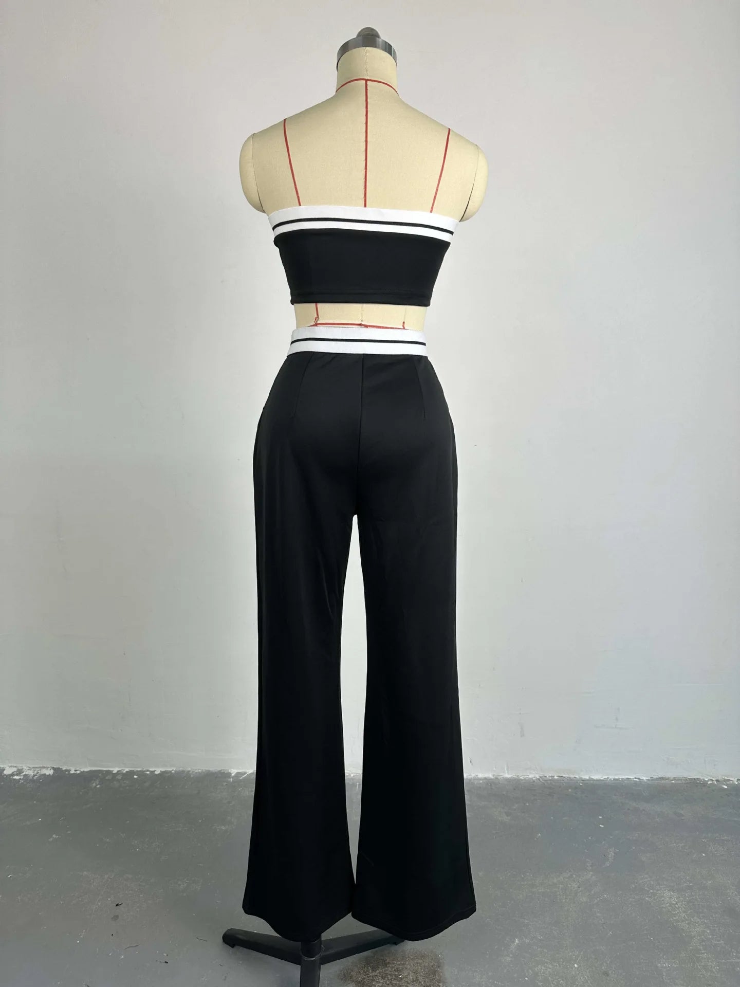 Strapless Vest With Pockets Two Piece Pants Set