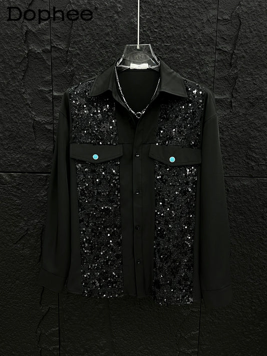 Breathable Sequined Long Sleeve Shirt