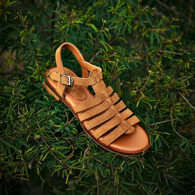 Summer Leather Handmade Gladiator Buckle Sandals for Women