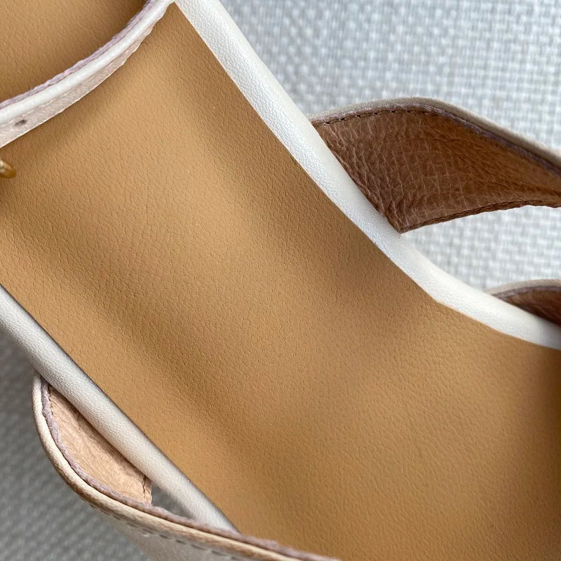 Elegant Apricot Buckle Platform Thick Heel Wedge Sandals for Women