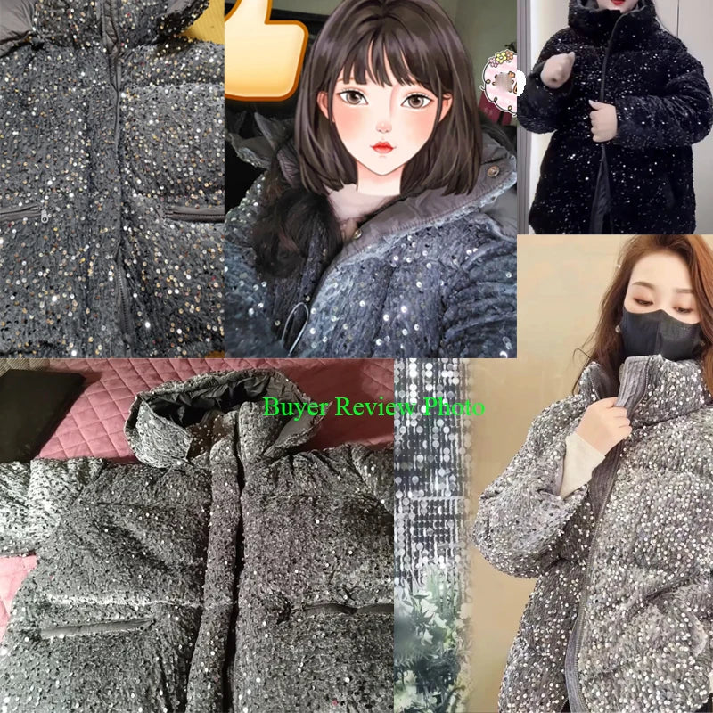 Hooded Cotton Filled Loose Winter Parka Coat for Women