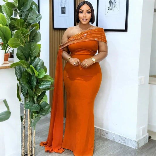 Glitter Diamond Off Shoulder Evening Dress