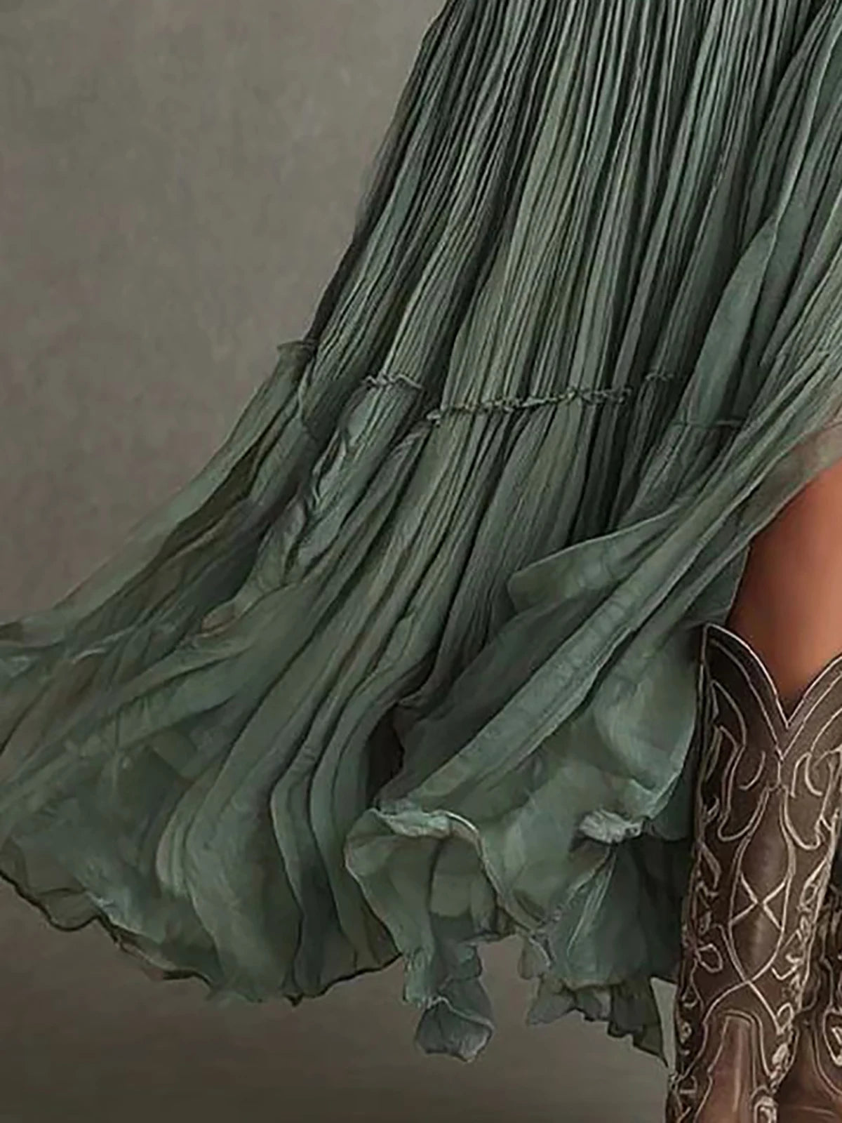 Elegant Boho Tiered V Neck Flowy Maxi Dress for Women
