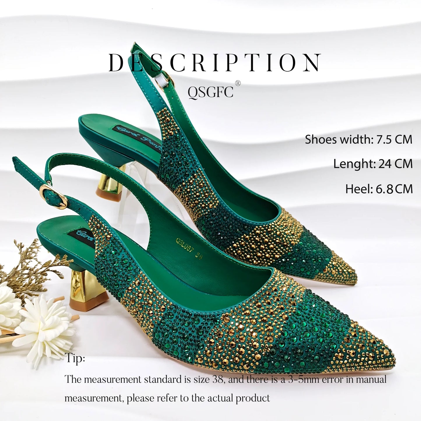 QSGFC Exquisite Fashion Women Shoes Sparkling Diamonds Pointed-toe Design Elegant Party Ladies High Heels