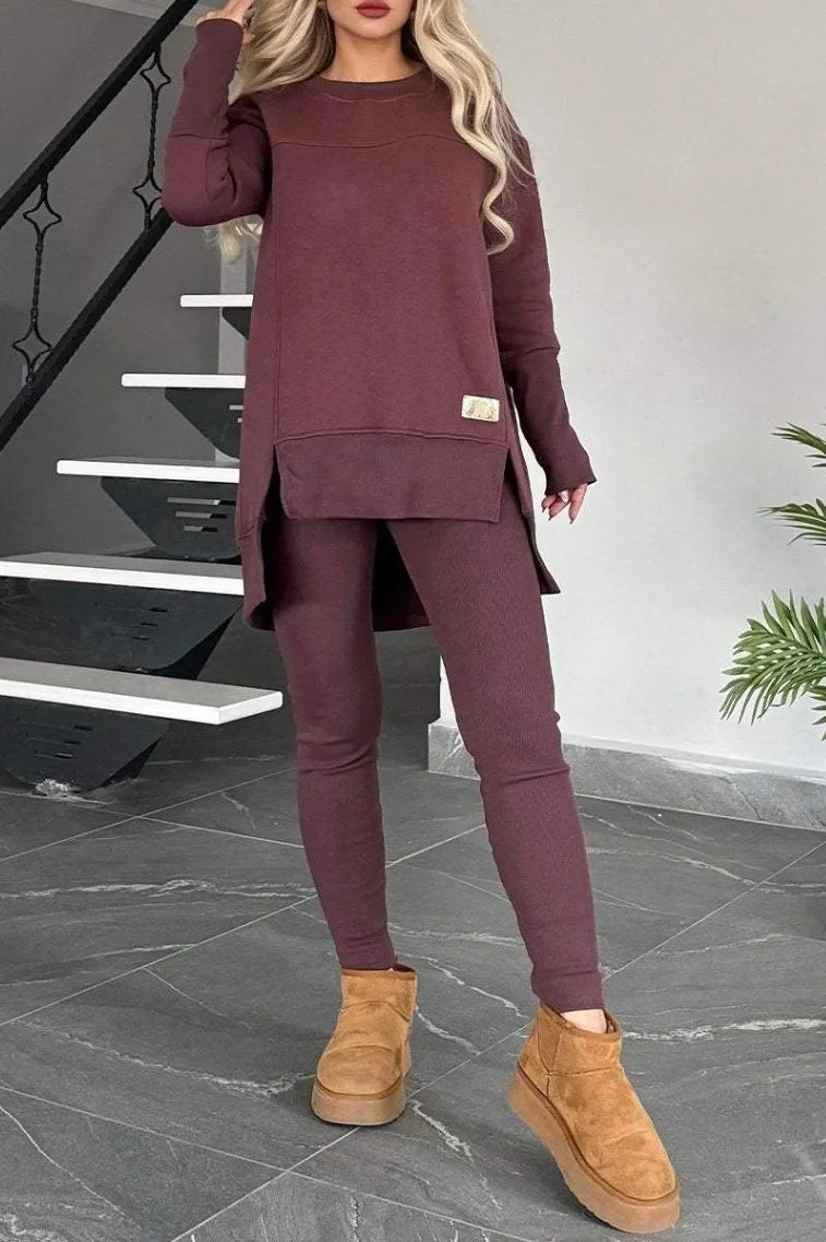 Casual Long Sleeve Two Piece Pullover Set for Women