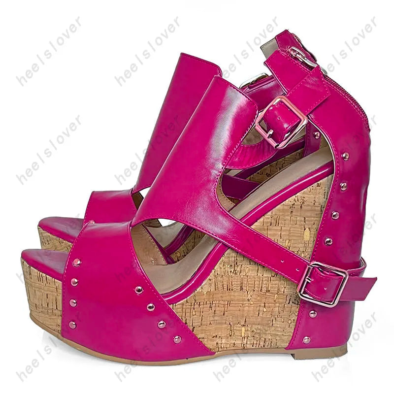 Super High Platform Open Toe Wedge Sandals For Women