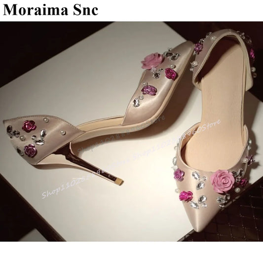 Crystal Slip On Pointed Heels