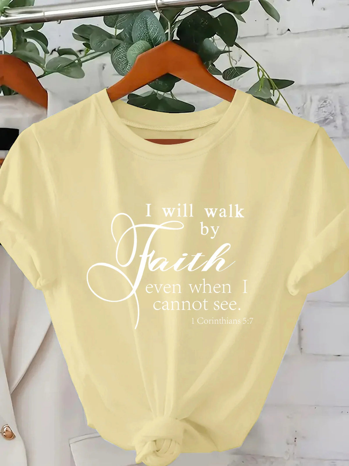 Walk By Faith Printed Pink Soft Casual Tee For Women