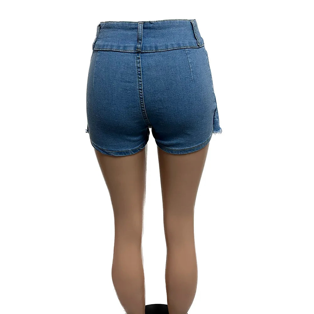 FAGADOER Y2k Denim Shorts Women Pleated Skirt Shorts Summer Stretchy Casual Shorts Retro 90s Fashion Streetwear Short Pants
