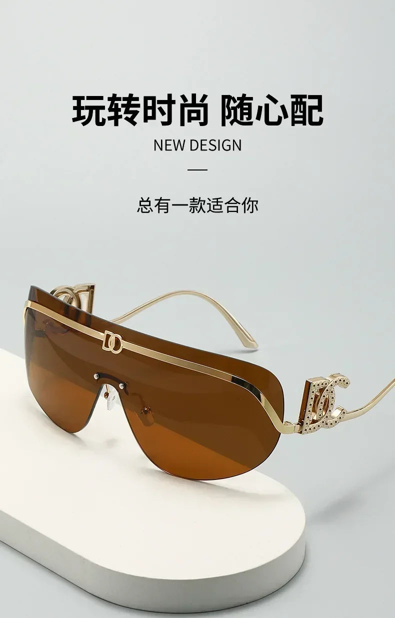 Oversized Gold Shield Sunglasses