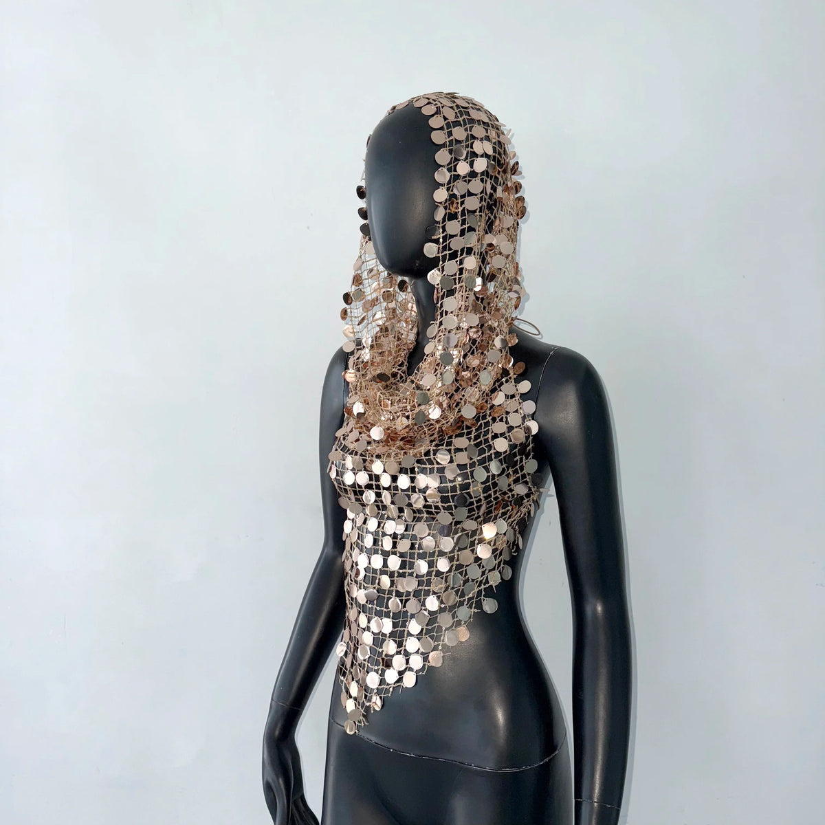 Backless Sequin Crop Tank Top and Hat Set for Women