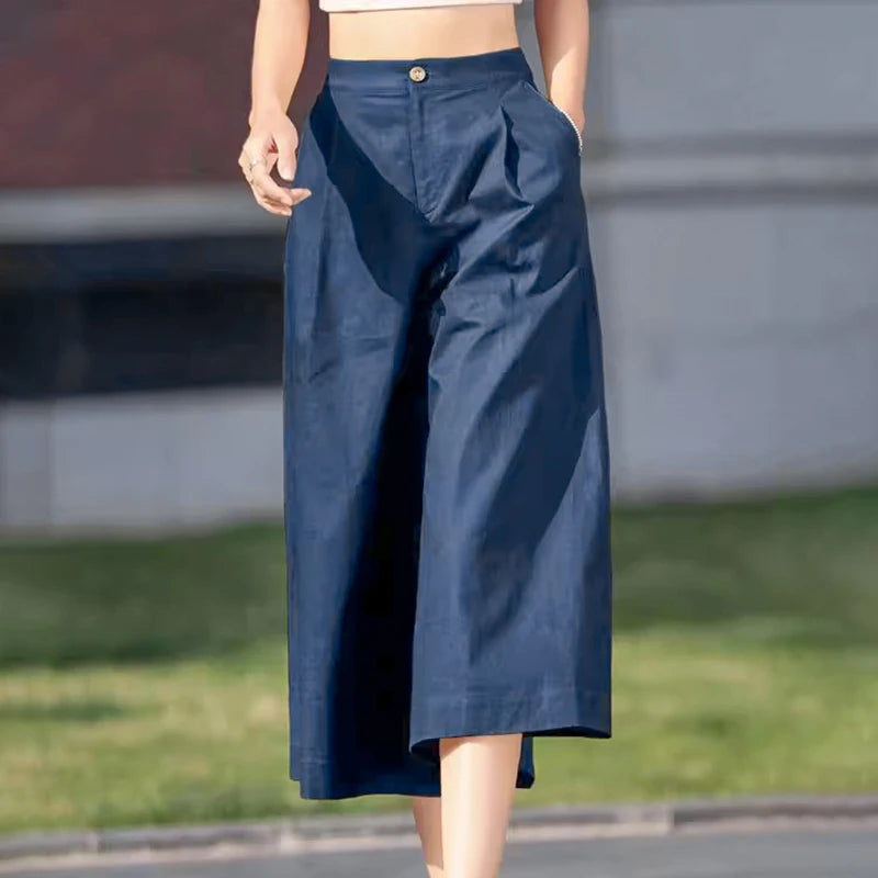 ZANZEA Women Straight Long Pants Korean High Waist Pantalons Casual Loose Wide Leg Cropped Trousers 2024 Summer Holiday Bottoms