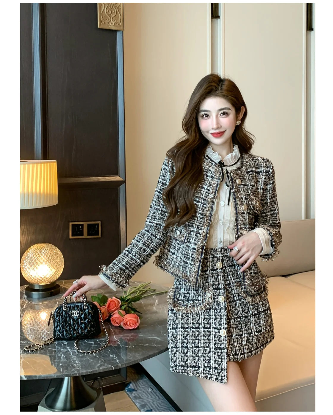 Autumn Winter Street Style Tweed Suit