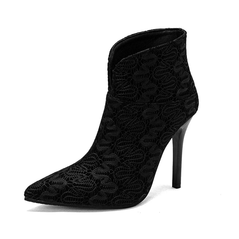 Pointed Toe High Heel Stiletto Ankle Boots for Women