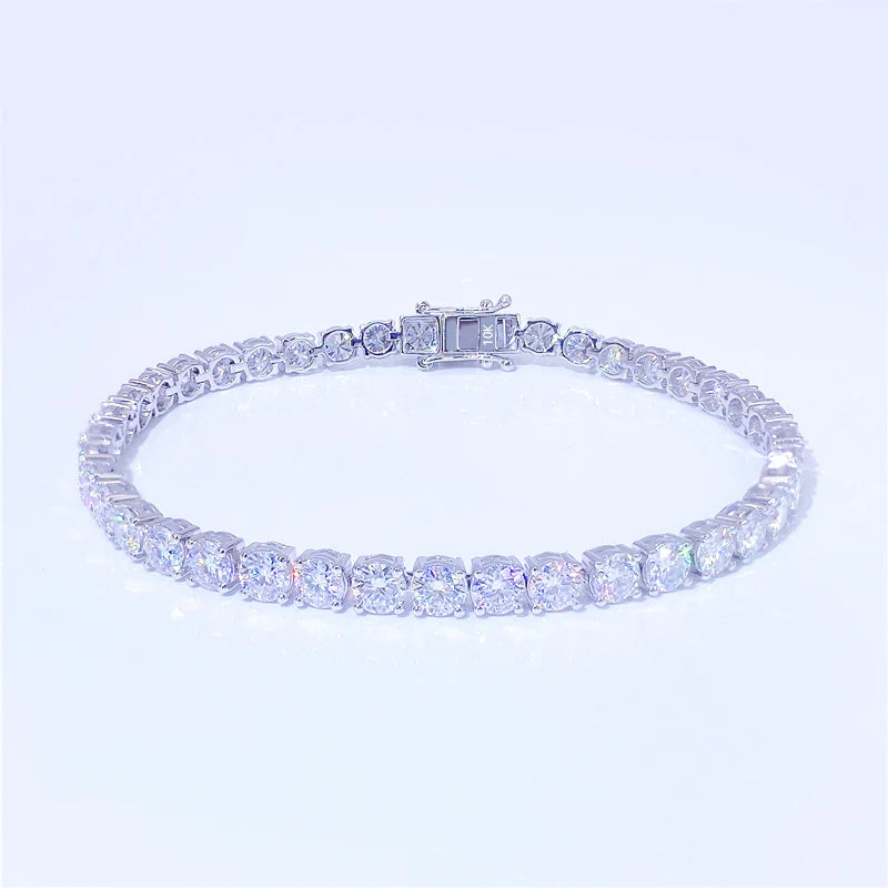 Full Moissanite Sterling Silver Tennis Bracelet for Women