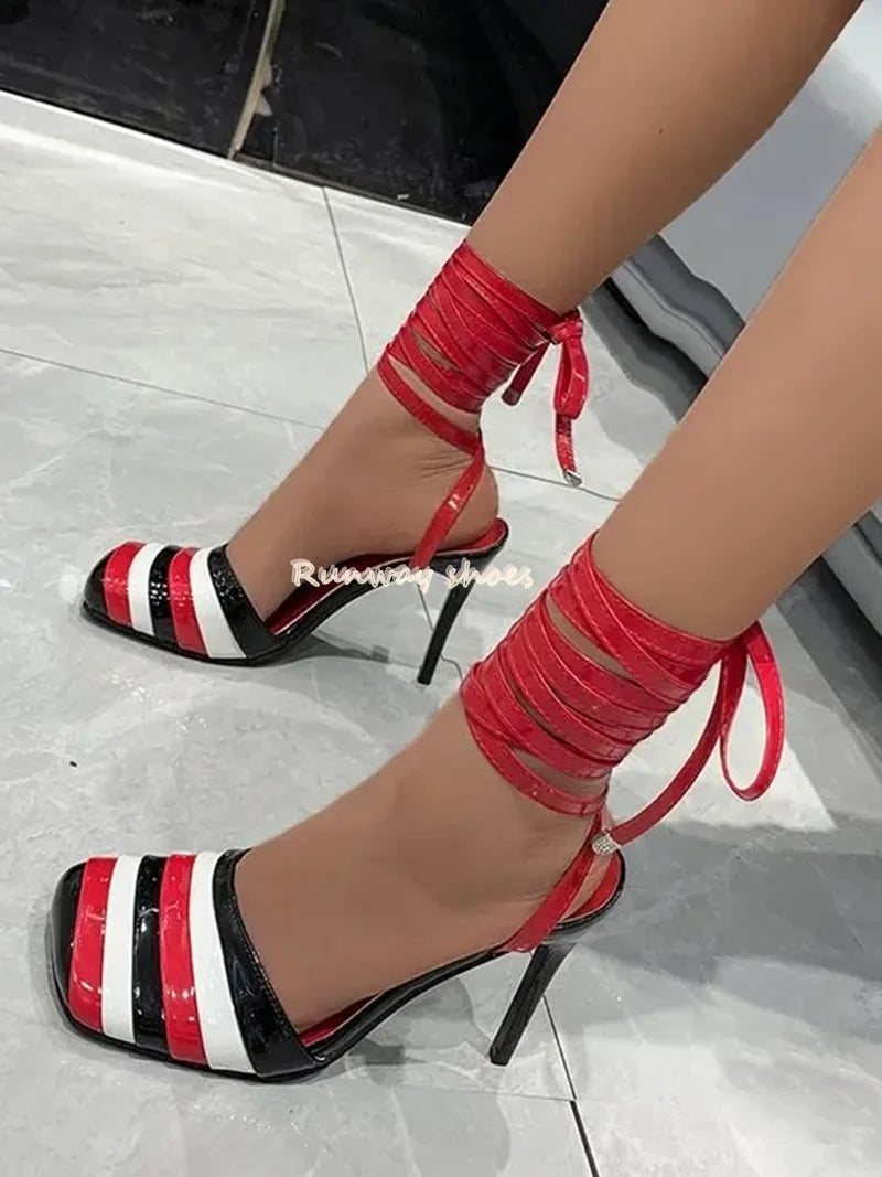 Luxurious Two-Tone Square Toe Stiletto Pumps for Women