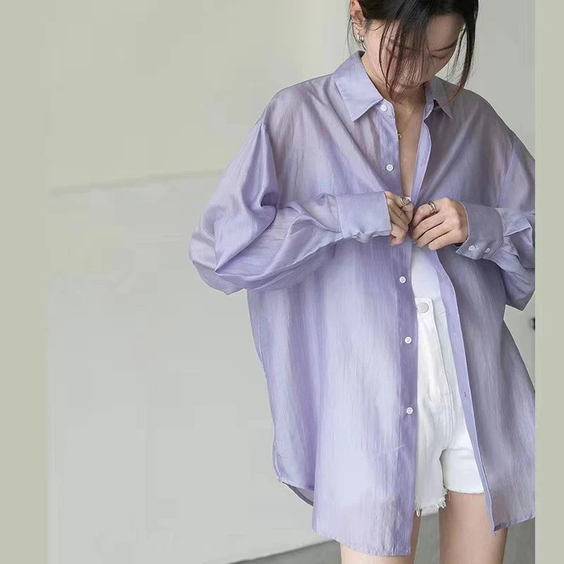 Lightweight Chiffon Sun Protection Shirt Jacket for Women
