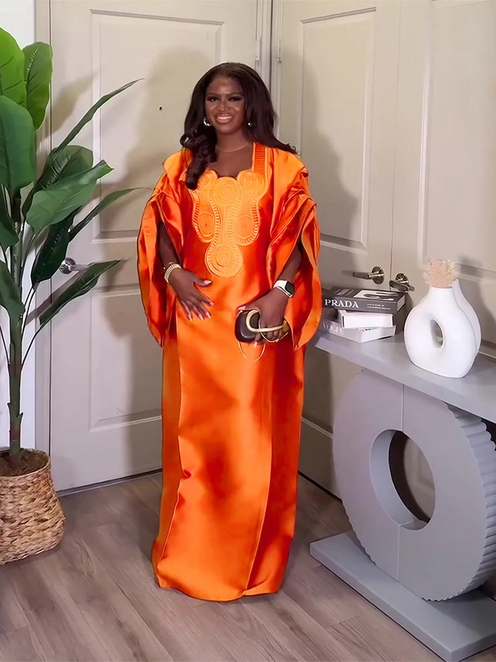 Elegant Pleated African Dress