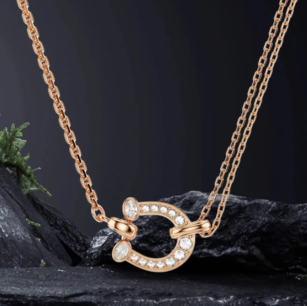 Elegant Silver Crystal Necklace and Earring Set for Women
