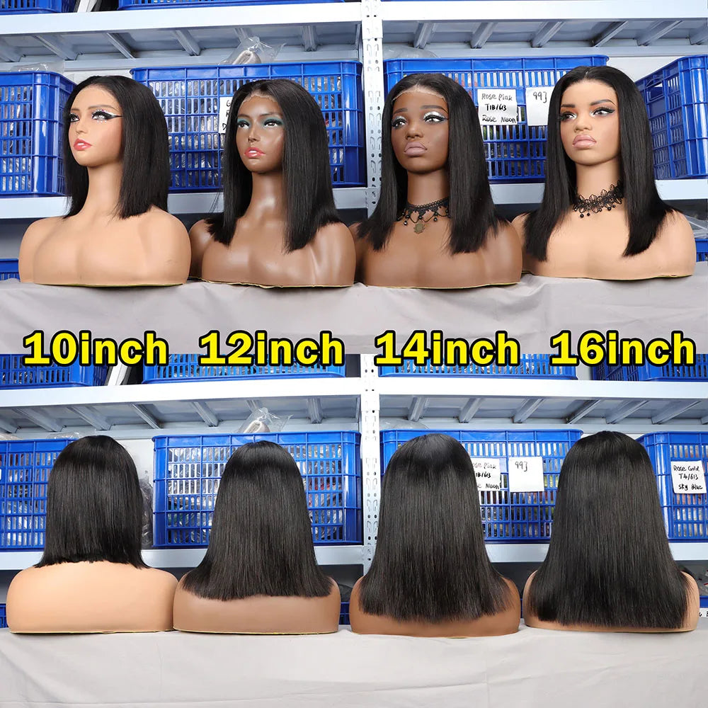HD Straight Brazilian Human Hair Bob Lace Front Wig for Women