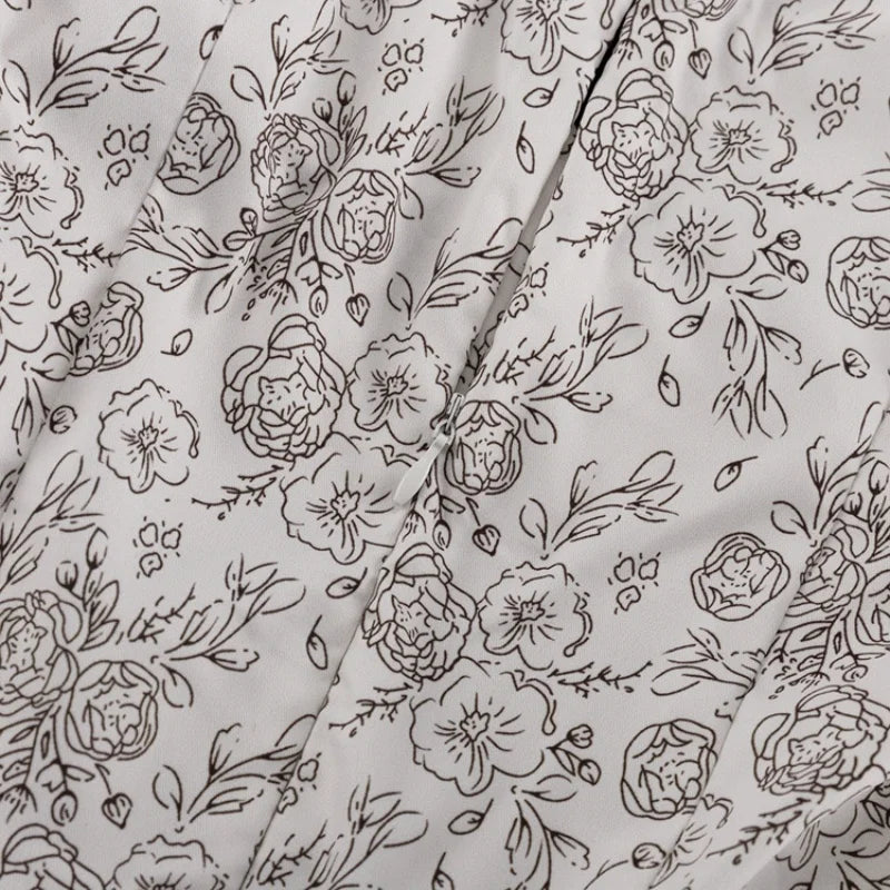 Elegant Printed Long Sleeve V Neck Mini Dress for Women