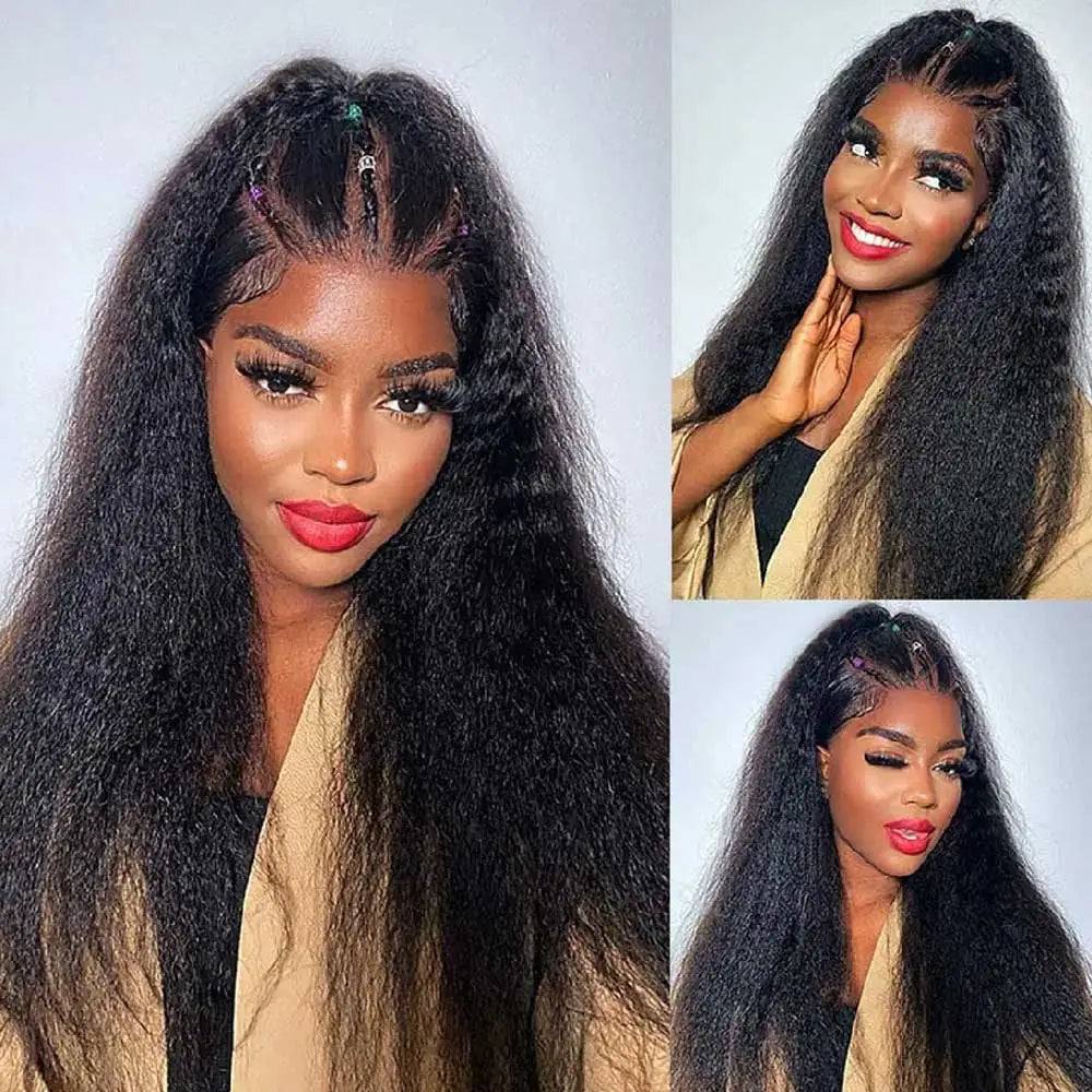Chocolate Brown Kinky Straight Lace Front Wig for Women