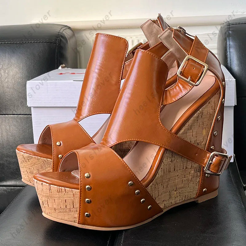 Super High Platform Open Toe Wedge Sandals For Women
