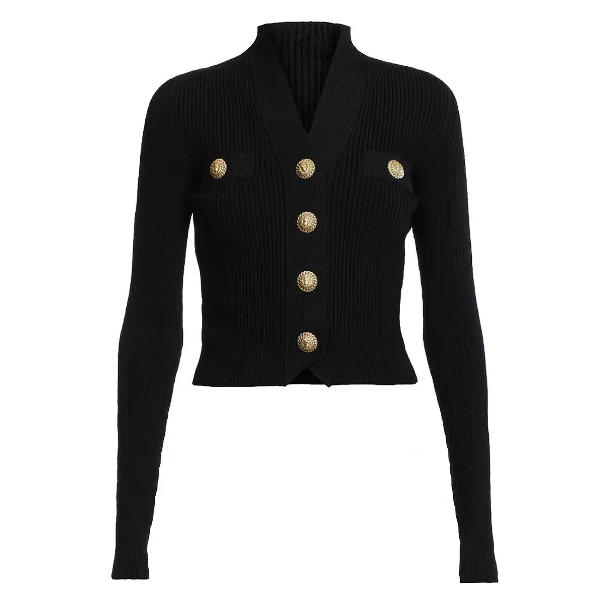 High-end Spring and Autumn New Fashion Women's Knitted Jacket Slim Elegant Commuter Knitted Top Cardigan Hidden Button Sweater