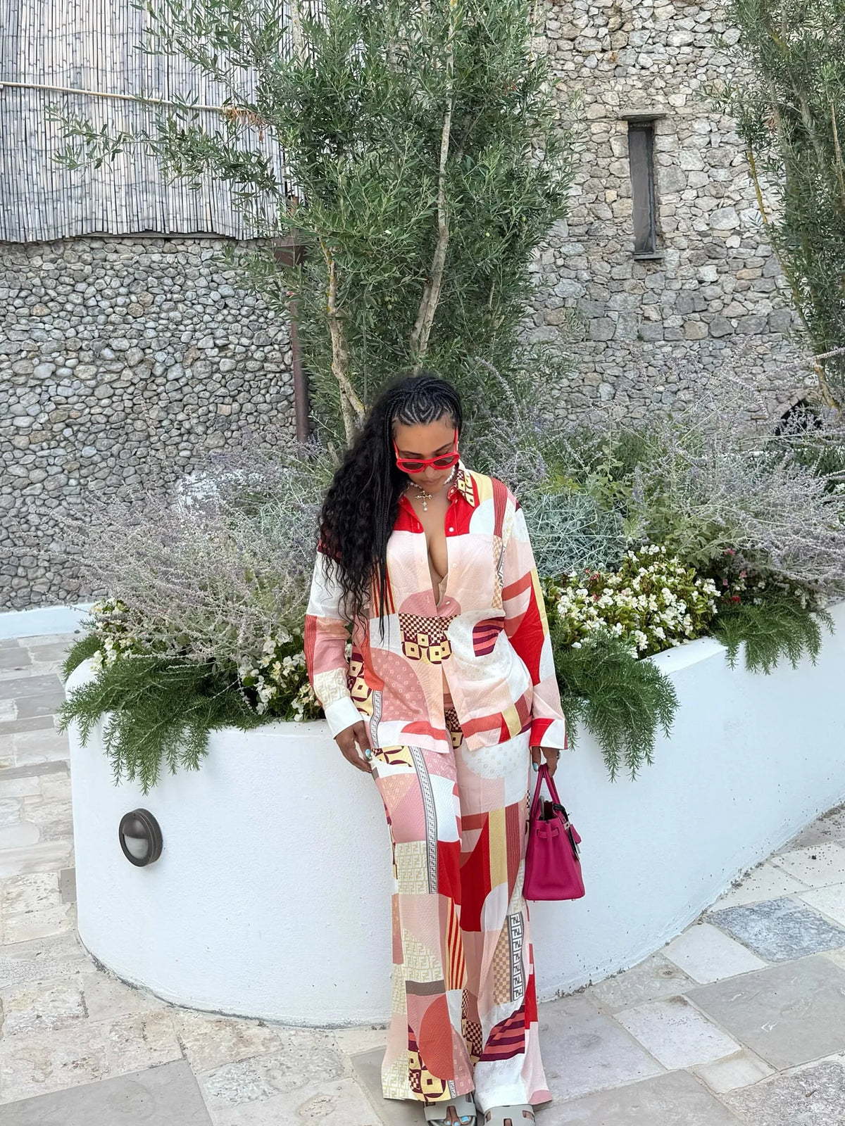 Dashiki Print Matching Top and Pants Set for Women