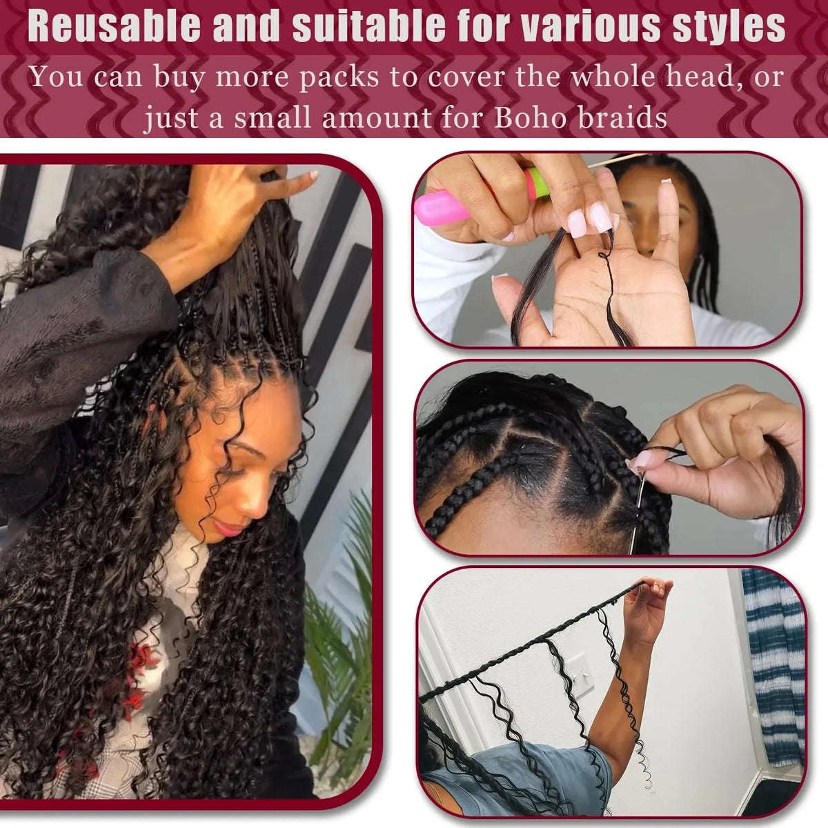 Premium Knotless Spiral Crochet Hair Extensions For Women