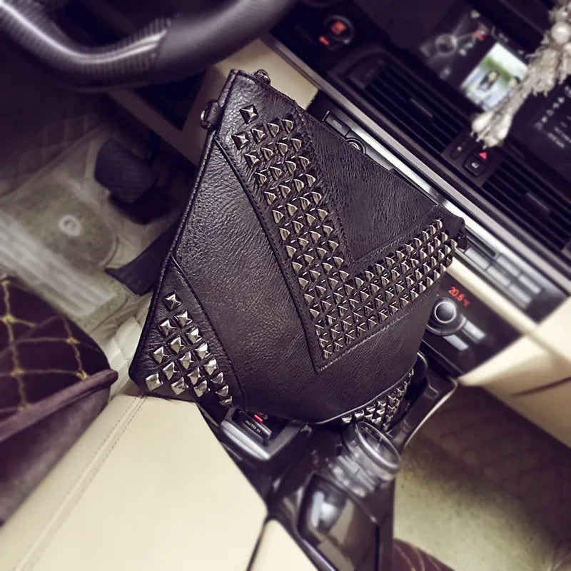 Gleaming Rivet Detail Envelope Clutch Bag for Women